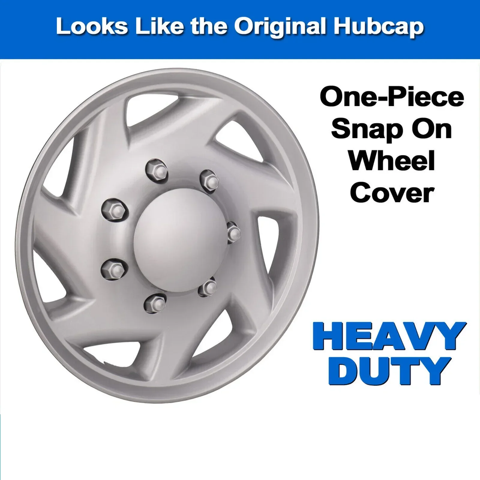 1Pc Silver Hubcap For Ford E-Series Van 1997-2023 16-inch Heavy Duty Snap-On