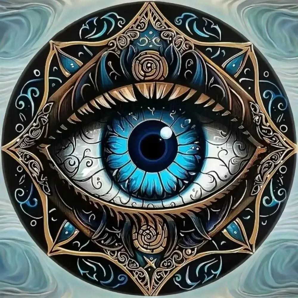 RusticBohoArt Evil Eye Tin Wall Decor Netherfire Painted Mandala Trident Eye Motif