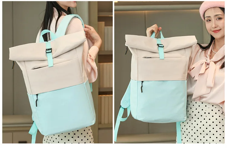 Roll Top Casual Backpack, Large Capacity Business Laptop Bag, Commute Work Backpack for Office & College Students