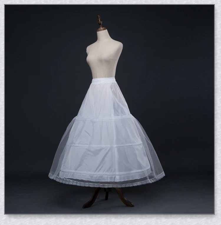 White 3 Hoops A-Line Petticoat with Lace Edge Crinoline Slip Underskirt For Ball Gown Wedding Dress In Stock image 3