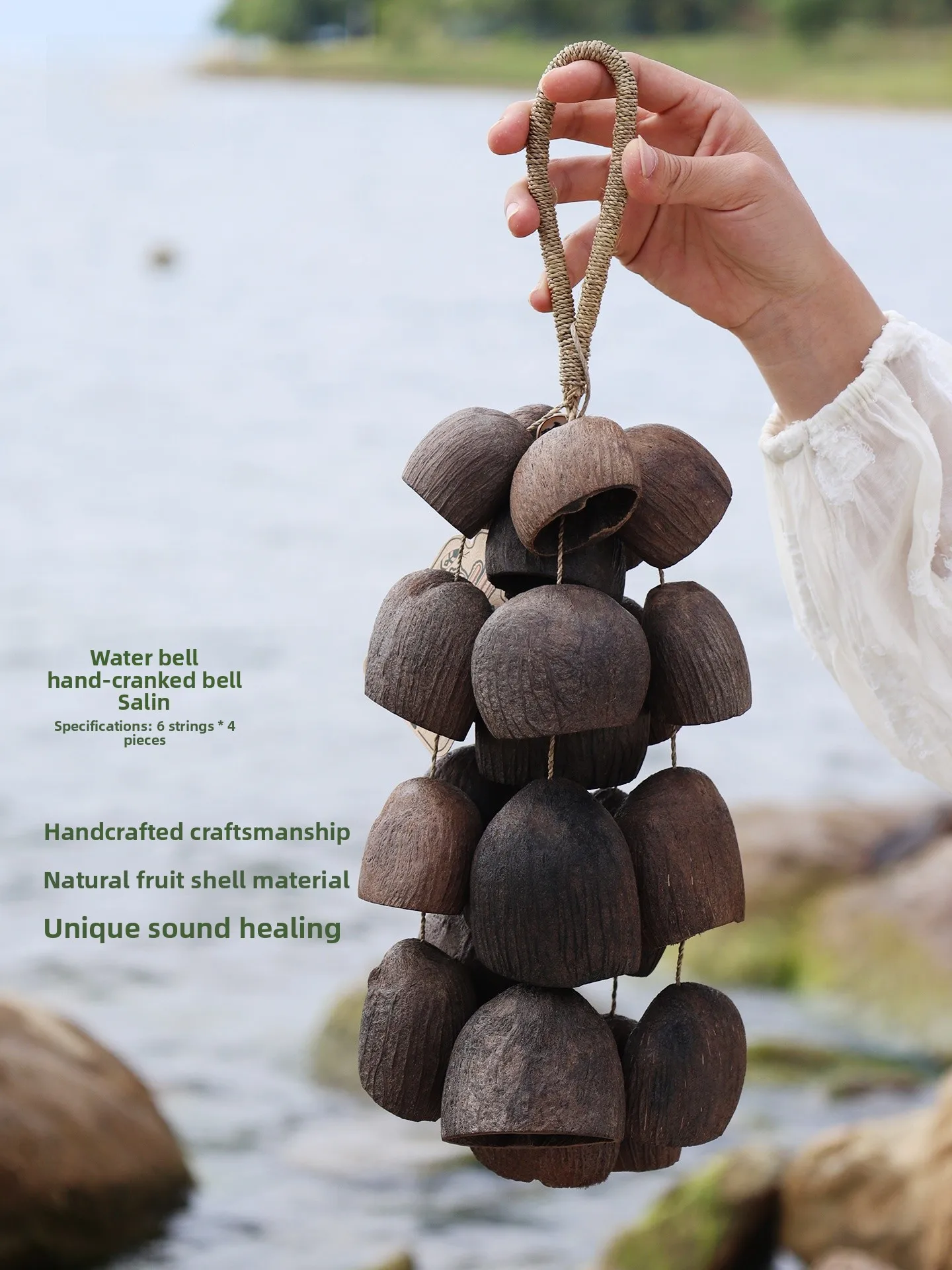 Handmade Copper Seed Water Bell Plant Original Meditation Indonesian Black Fruit Plant Hanging Decoration Sound Therapy