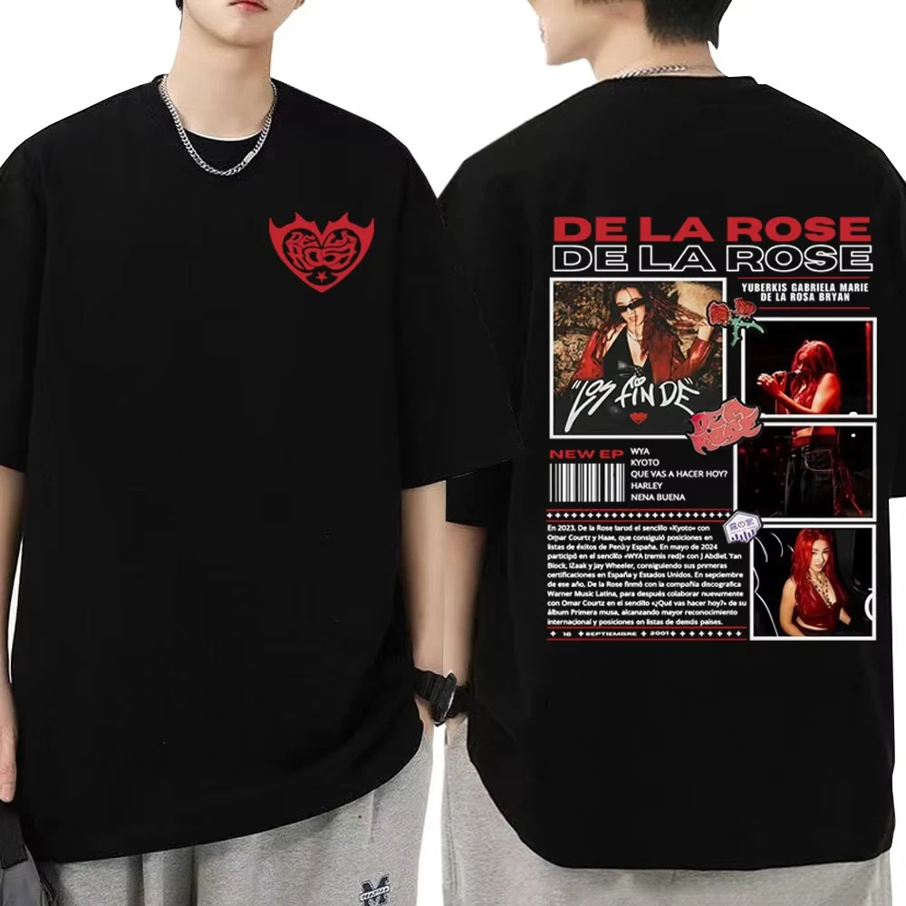 Męska i damska letnia koszulka z okrągłym dekoltem, luźna, w stylu Harajuku, bawełniana, z nadrukiem muzyki pop, koszulka z motywem albumu i trasy koncertowej piosenkarki Dela Rose, merch z trasy koncertowej 2025.