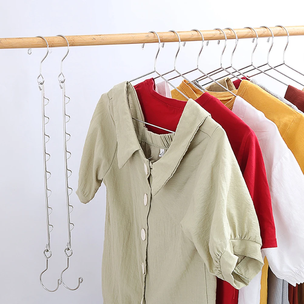 

2Pcs 8 Port Clothes Hanger Organizer Heavy Duty Stainless Steel Storage Rack No Drilling Needed Closet Organizer for Space