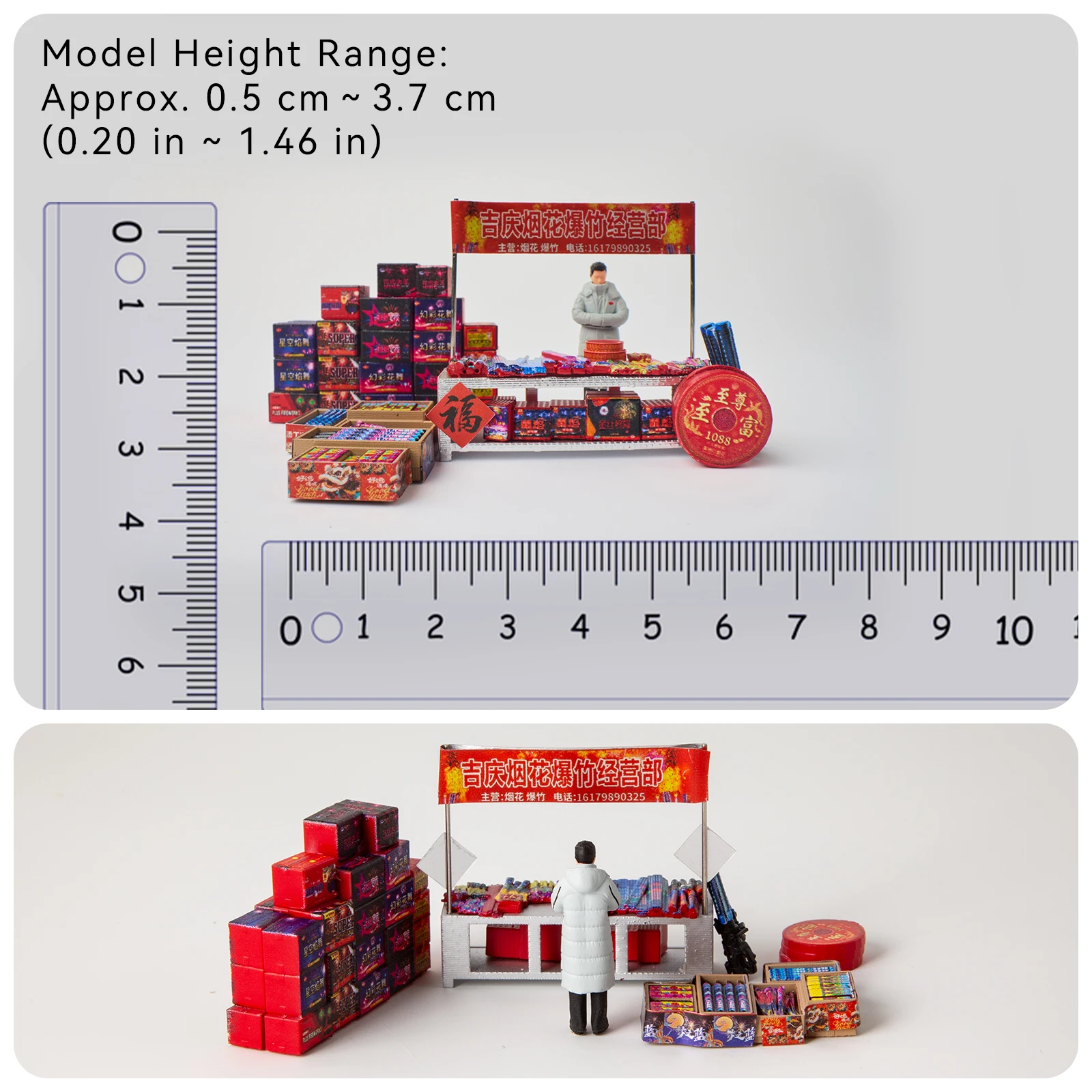 1/64 Figurines Resin Model Festival Market Stall Vendor Miniature Boxes Chinese New Year Diorama Model Car Accessories
