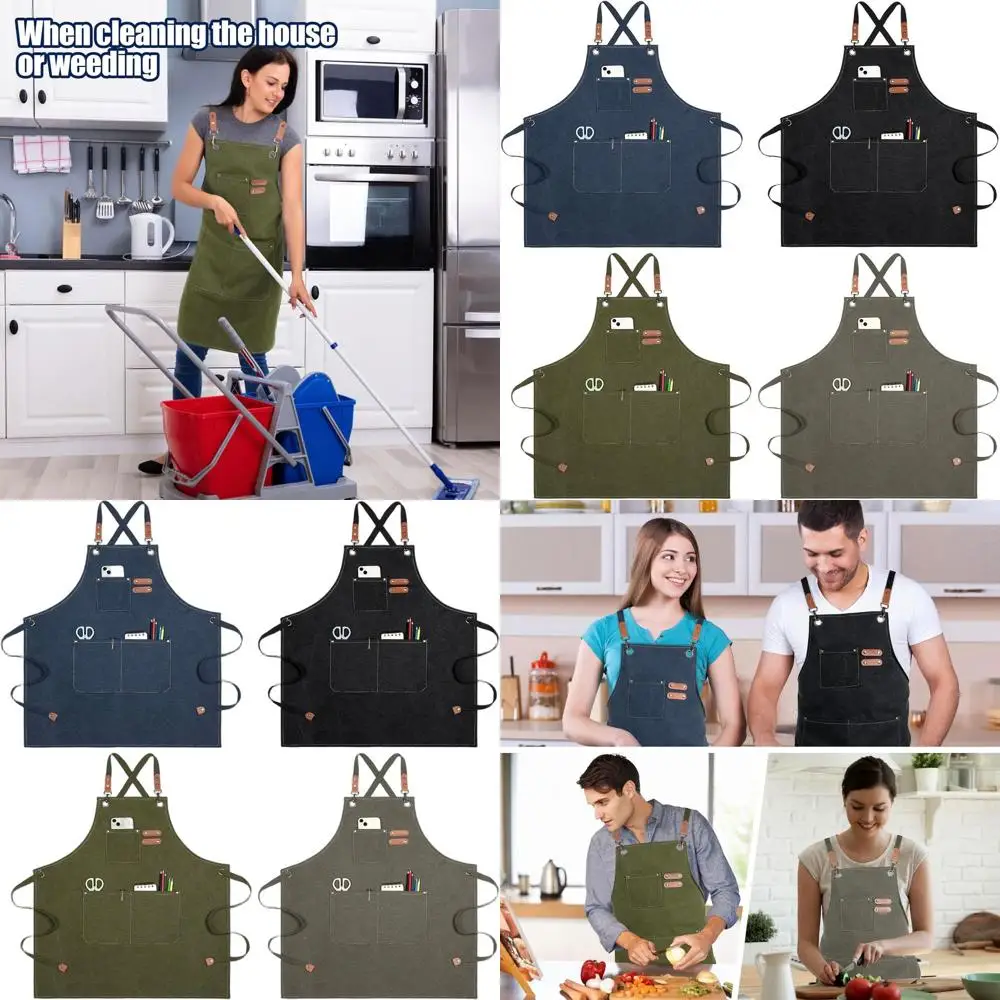 

4-Piece Set of Waterproof Cotton Canvas Adjustable Aprons for Men & Women