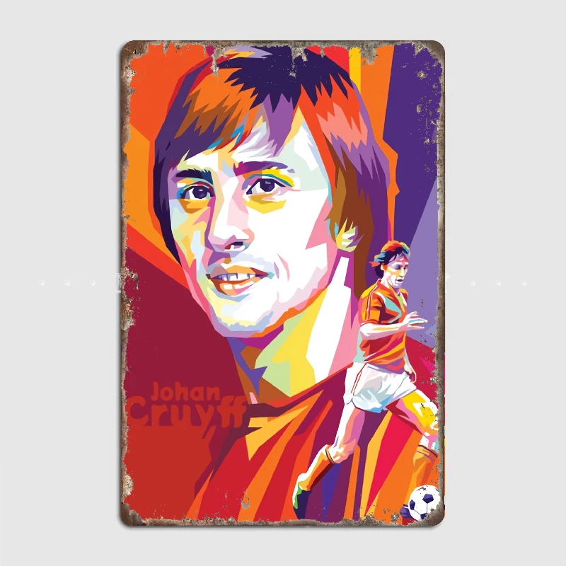 Johan Cruyff Legends Portrait Artwork Poster Metal Tin Sign Truck Indoor and Outdoor Home Bar Coffee Kitchen Wall Decoration