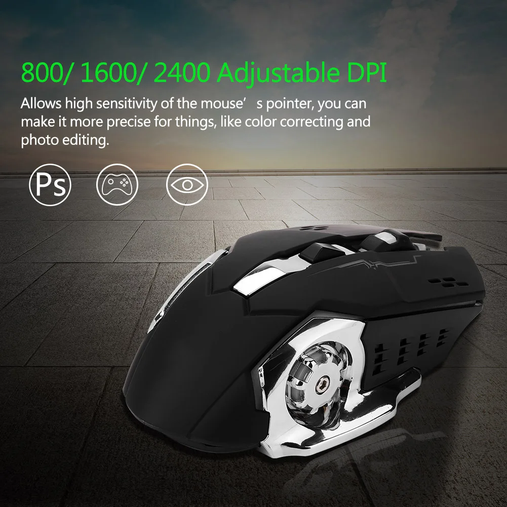 Computer Mouse Optical Mouse Mouse Portable Mute Rechargeable 2400DPI USB 2.4GHz Wireless Optical Gaming Mouse for PC/ Laptop