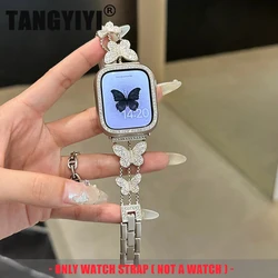 Metal Strap For Apple Watch Series 8 7 6 SE 5 4 3 45mm 44mm 42mm Luxury Butterfly Diamond Bracelet IWatch Ultra 49mm 40mm 38mm