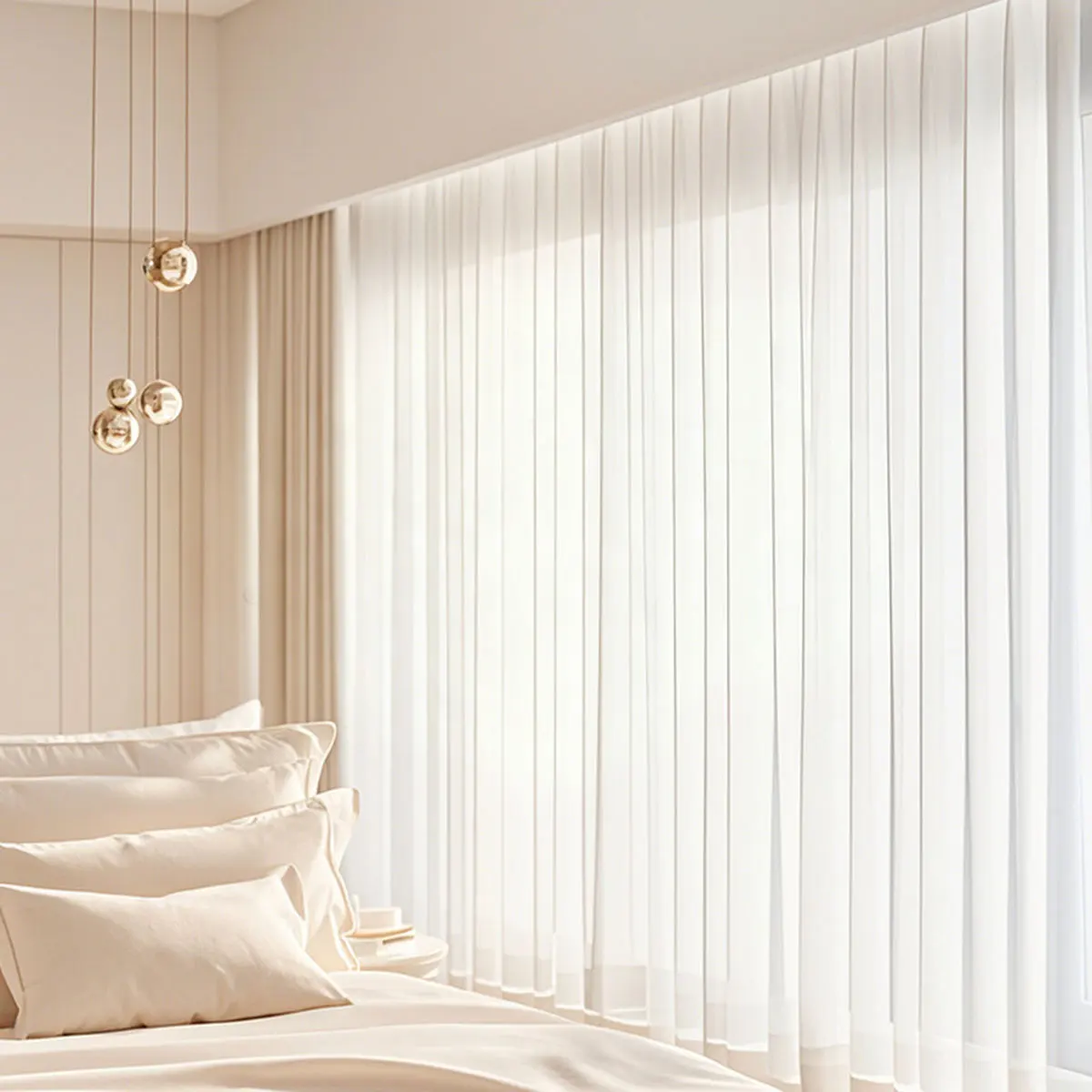 Household Privacy Vertical Sheer Curtains, 2 Pack White Hook Top Voile, Easy Care Drapes for Large Household Windows