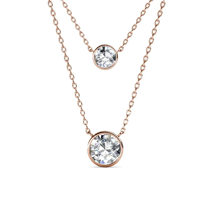 

Daisini Double Layer Round Pendant Necklace Embellished with Swarovski Crystals Geometric Choker Brass Jewelry for Women