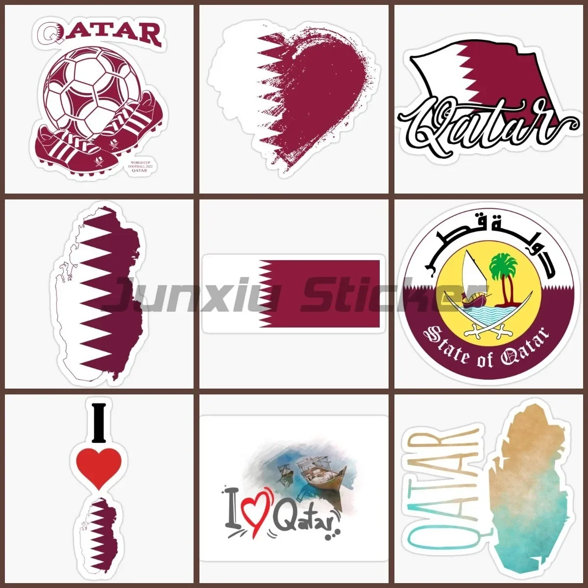 

Qatari Flag Stickers Weatherproof Motorcycle Laptop Car Window Wall Helmet Racing Refrigerator Decoration Tablet Computer Decals