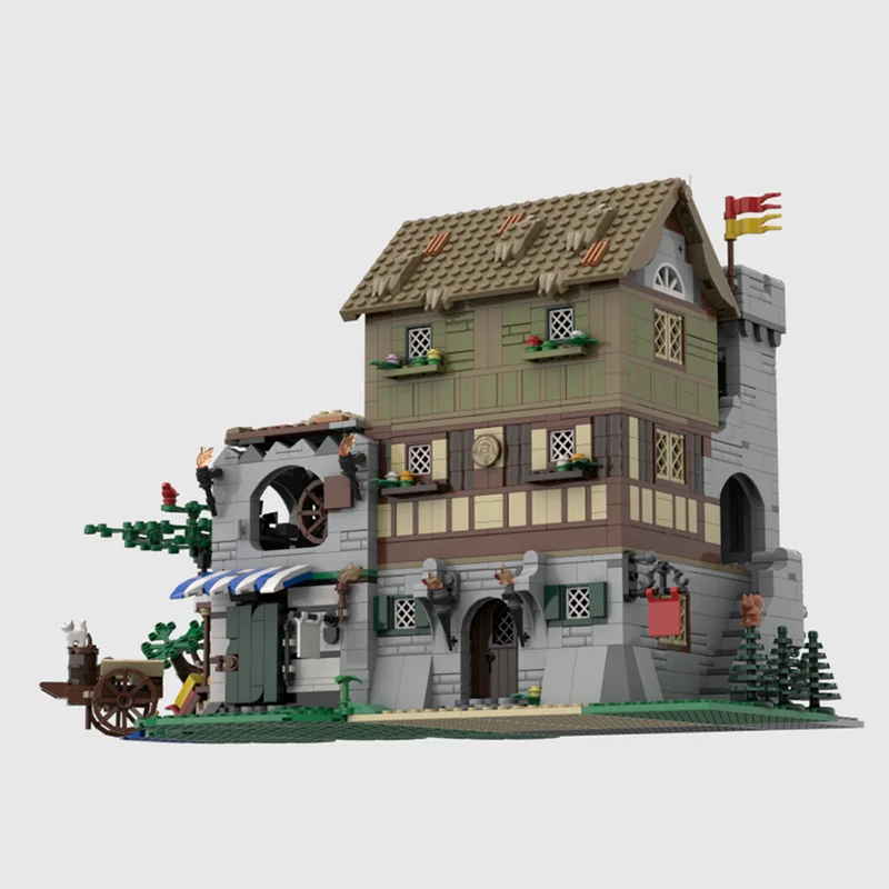 

Brand new MOC medieval architecture city square house building blocks adult birthday gift children Christmas toy gift