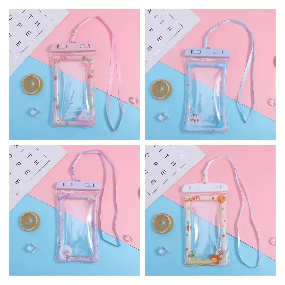 Cartoon Waterproof Phone Case Case Cover Thick Strap Mobile Phone Waterproof Bag Phone Hanging Bag Underwater Dry