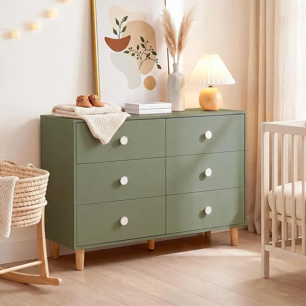 

Solid Wood Kids Dresser with Large Closet and Chest of Drawers in Green