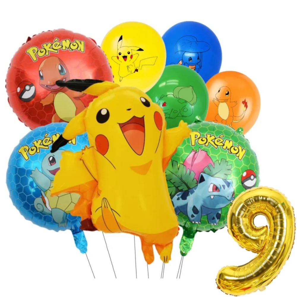 1Set Pokemon Balloon 32 Inch Number Foil Balloons 1st-9st Kids Pikachu Theme Birthday Party Decorations Baby Shower Globos Toy