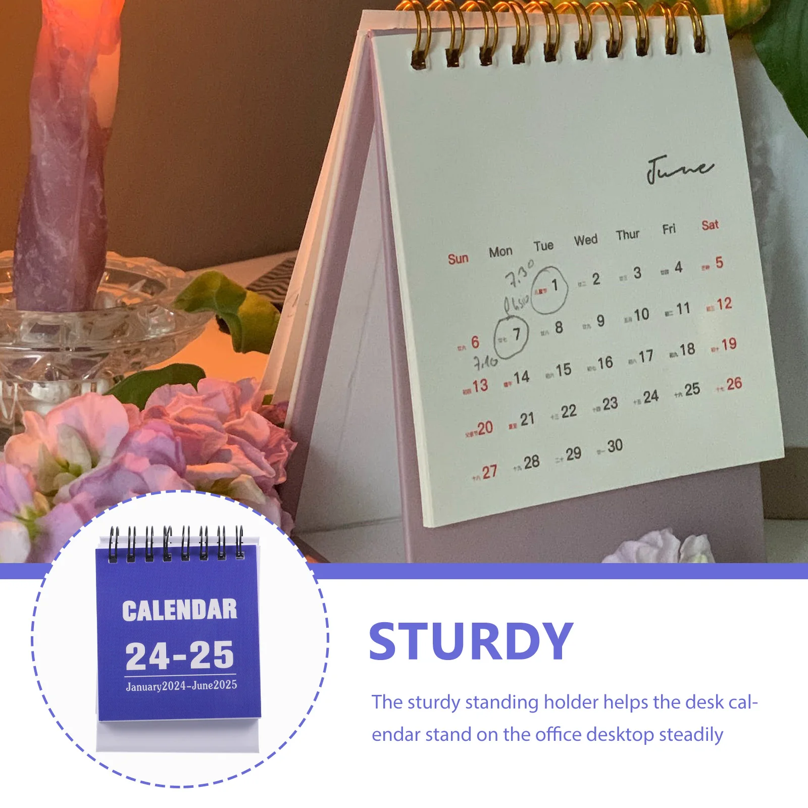 

Mini Desk Calendar 2024 Small Table Calendar Desktop Flip Style Standing Holder Home Office Monthly Memo Organizer