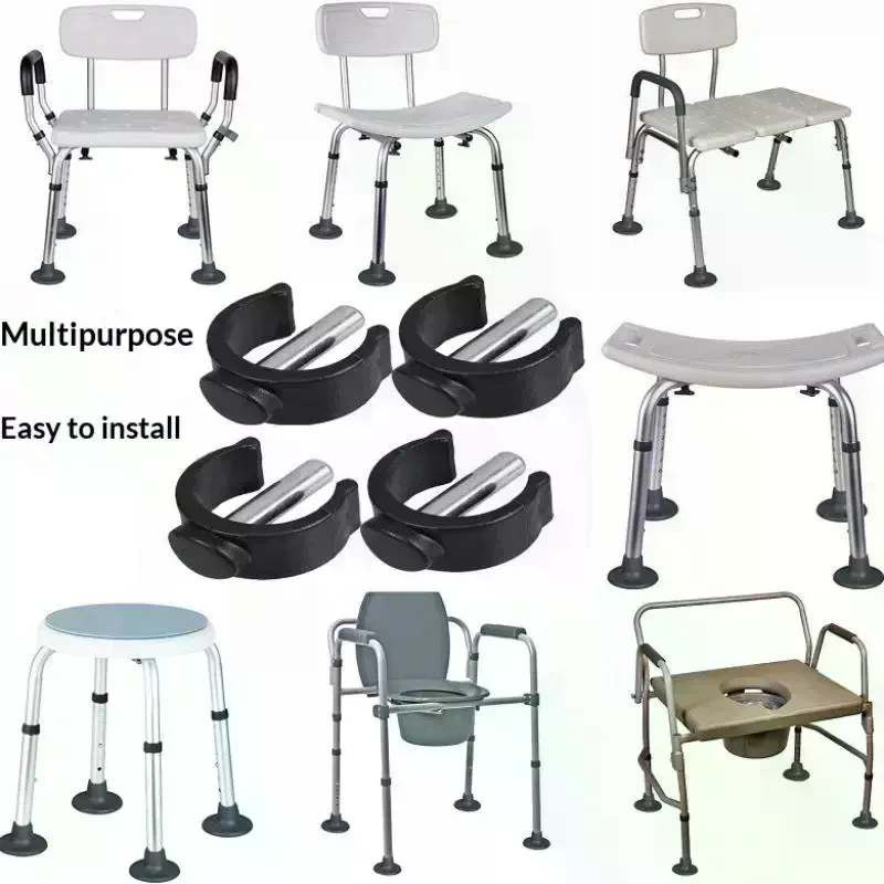 4Pcs Versatile C-Shape Cane Holder Clips Seniors Mobility Aids Crutch Walker Anti-Slip Walking