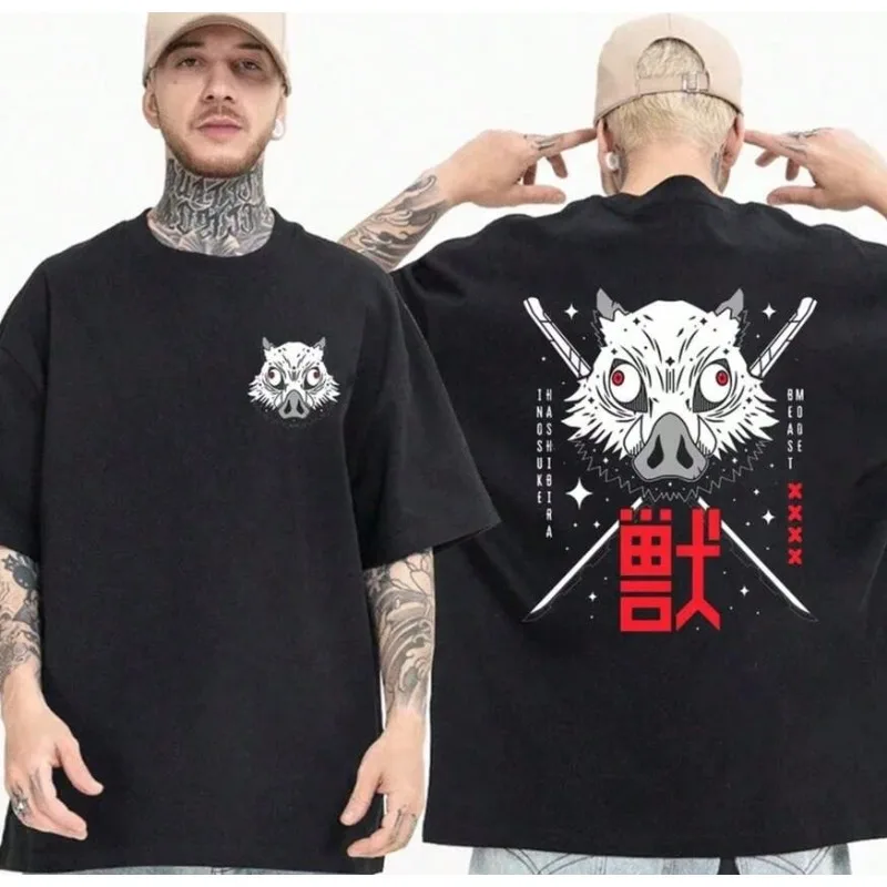 Yizhizhu Anime Bedrucktes T-Shirt Frühling/Sommer Neuer Stil Herren Lässige Mode Harajuku-Stil Y2K Unisex T-Shirt