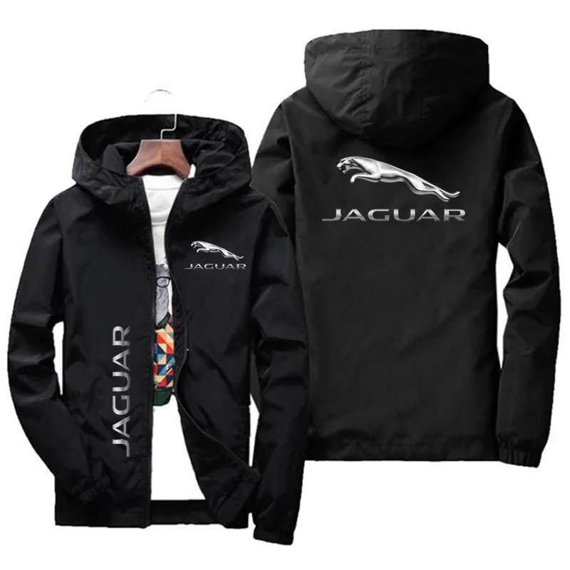 Casaco com zíper impresso com logotipo Jaguar para homens moletom com capuz jaqueta casual tamanho asiático primavera e outono