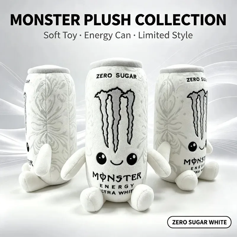Simulation White Energy Drink Can Shaped Plush Toy Zero Sugar Theme Soft Stuffed Doll Desktop Ornament Holiday Gift For Fans