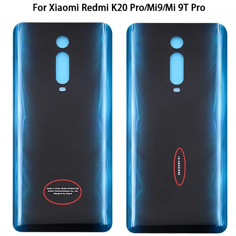 Tampa traseira da bateria para Xiaomi Mi9T, Mi 9T Pro, K20 Pro, caixa de caixa de bateria da porta traseira de vidro,