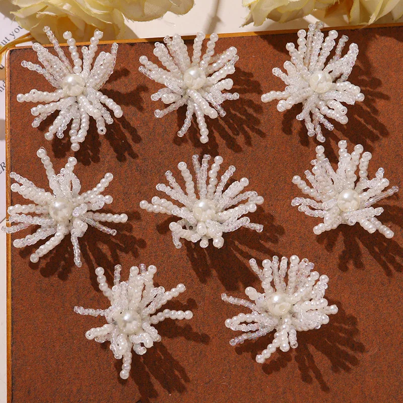 Clog Shoe Accessories Pearl Dandelion Tassel Flower Cluster 1 Piece Clear Crystal Handmade Versatile Resort Decor for Sandals