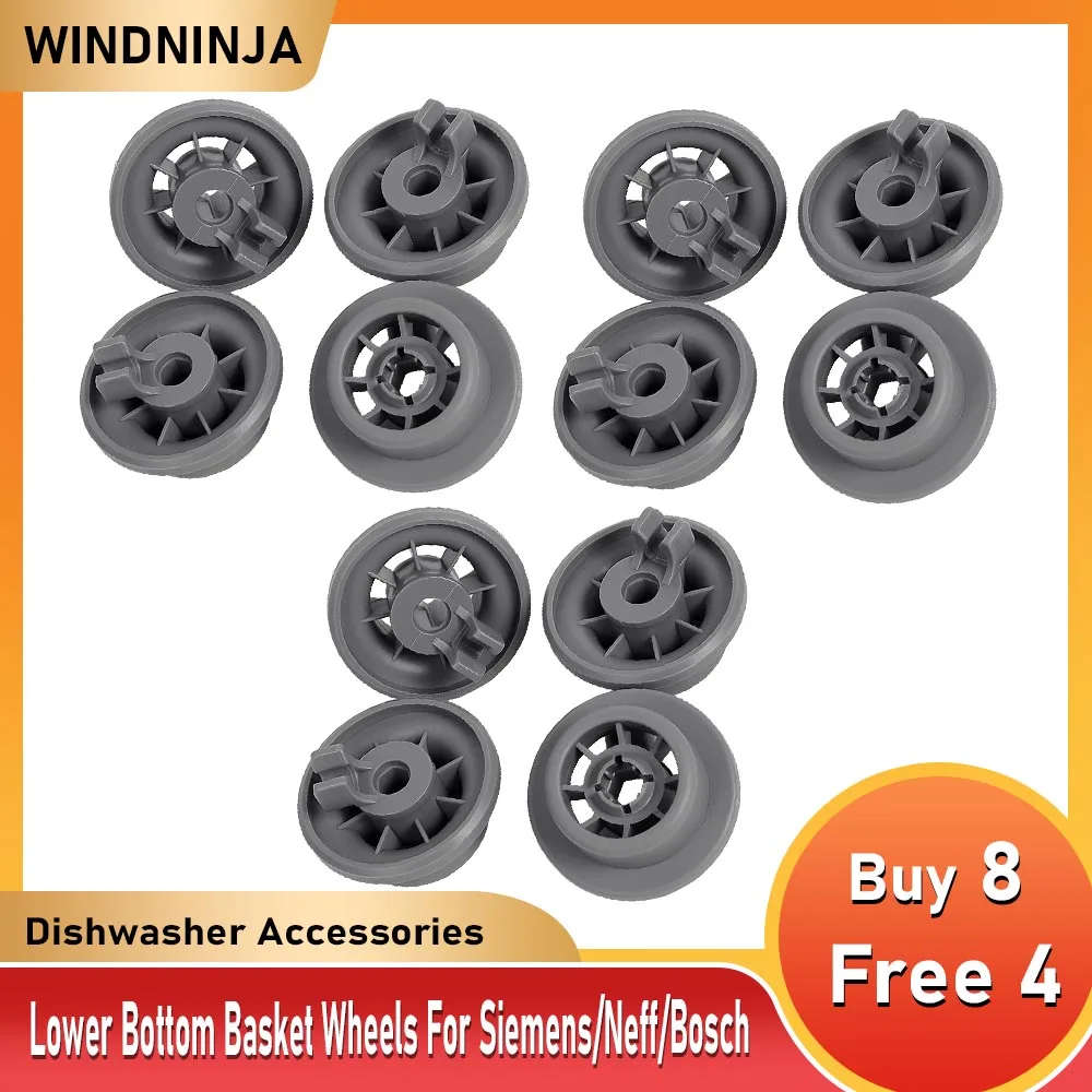 12pcs Dishwasher Basket Roll Lower Basket Wheels For Bosch For Balay For Siemens For Neff Dishwasher Lower Bottom Basket Wheels