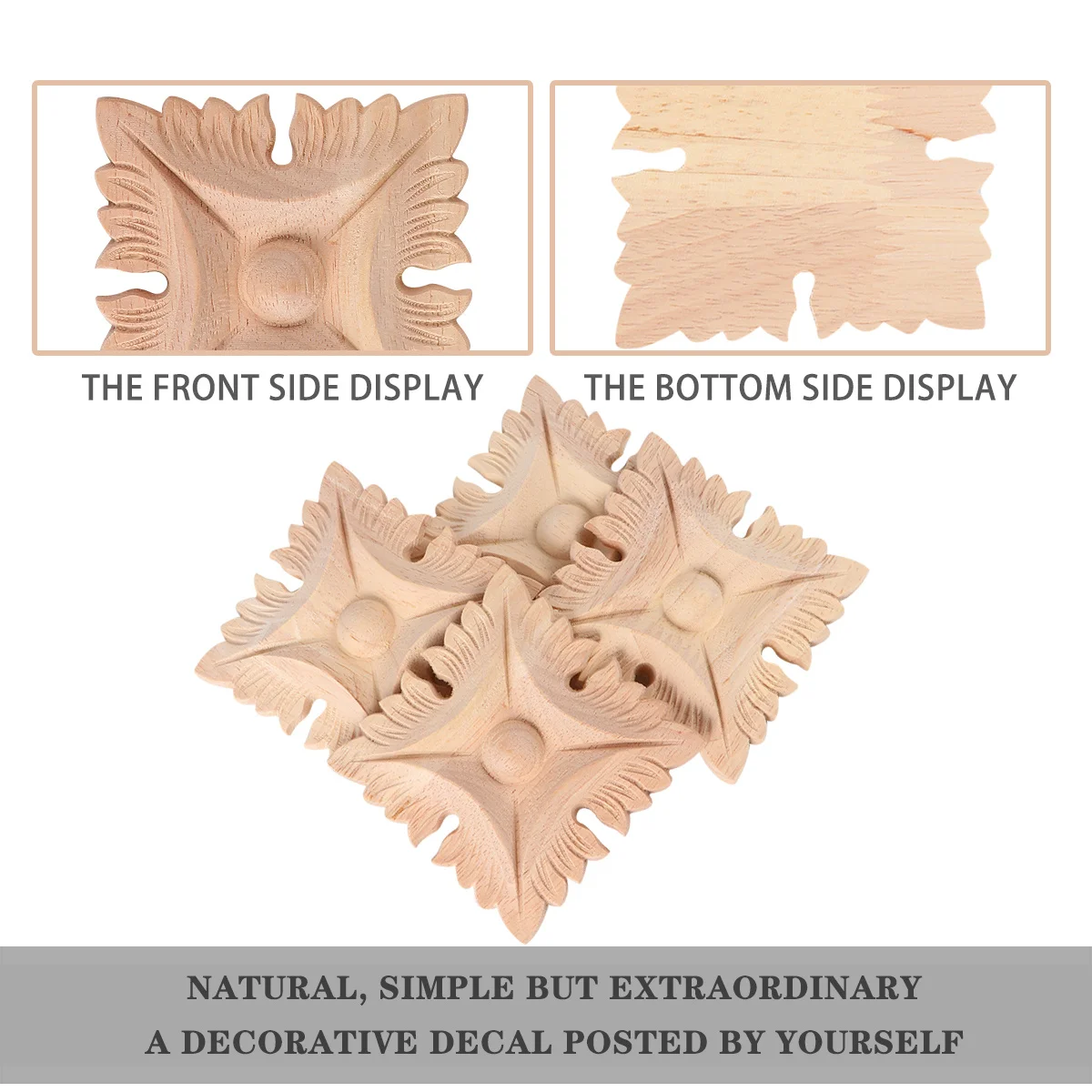 

4pcs Solid Furniture Inlays Carved Wall Door Cabinet Wood Trim Accessories Decor Vintage Home Styling Wood Trim Accessories