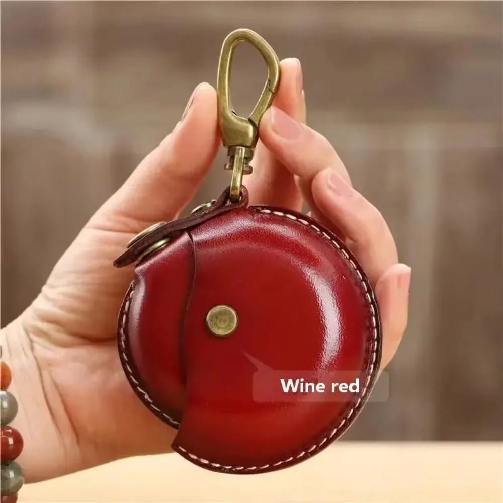 Gifts Retro Style Coin Purse Snap Closure Metal Clasp Cable Organizer Bag Solid Contrast Stitching Round Storage Pouch for Keys