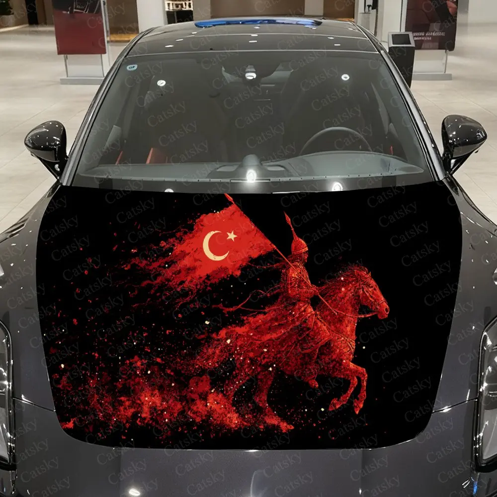 Banner Waving - Dark Knight Car Vinyl Wrap, PVC Waterproof Car Hood Sticker, Self-Adhesive Scratch-Resistant Stickers