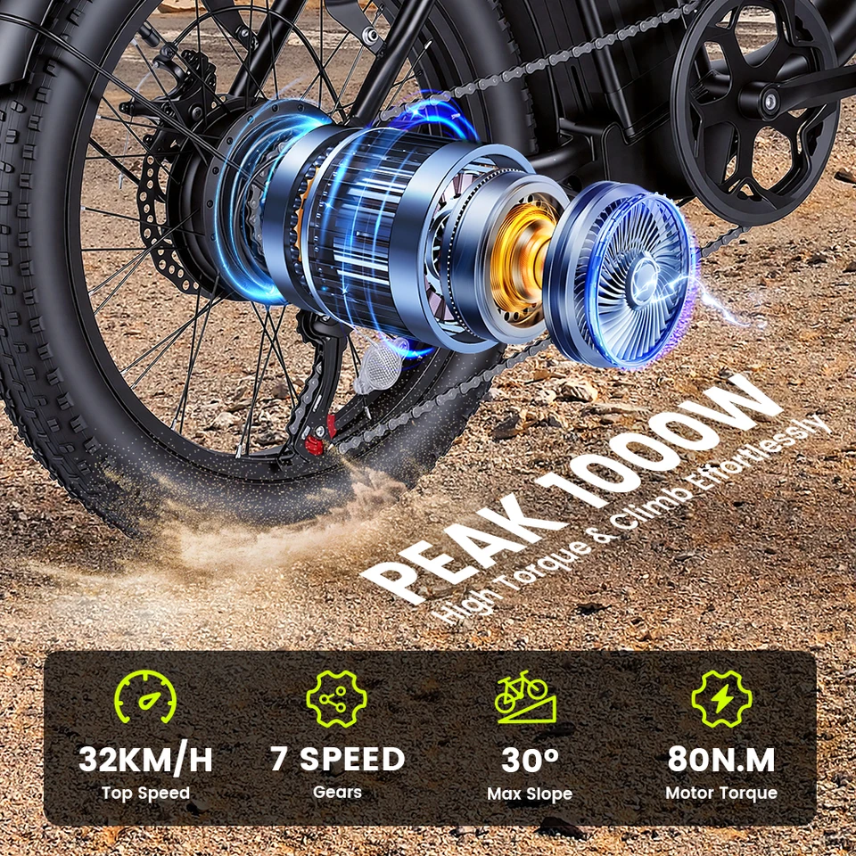 500W Foldable Electric Bicycle City Electric Bike with Lithium Battery 20Inch Fat Tires image 5