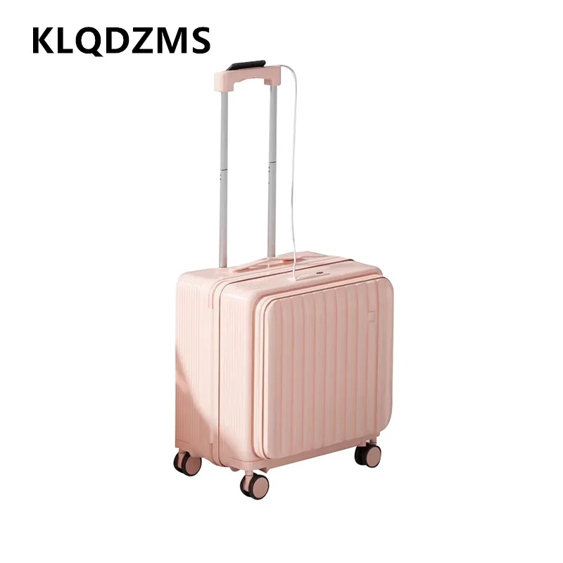 

KLQDZMS Чемодан 18 "20 дюймов на молнии Посадковая коробка Алюминиевая рама Чемодан на колесиках с передним отверстием для ноутбука Универсальный чемодан на колесиках