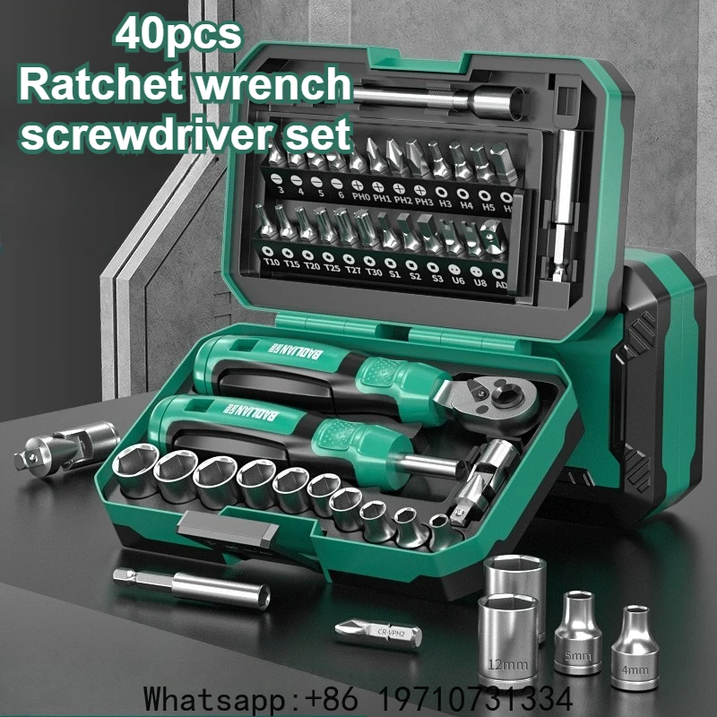 

40pcs Ratchet Wrench and Screwdriver Multi Kit 6.3mm DIY Household Repair Tools Magnetic Screw Driver Bits Set Hand Tools