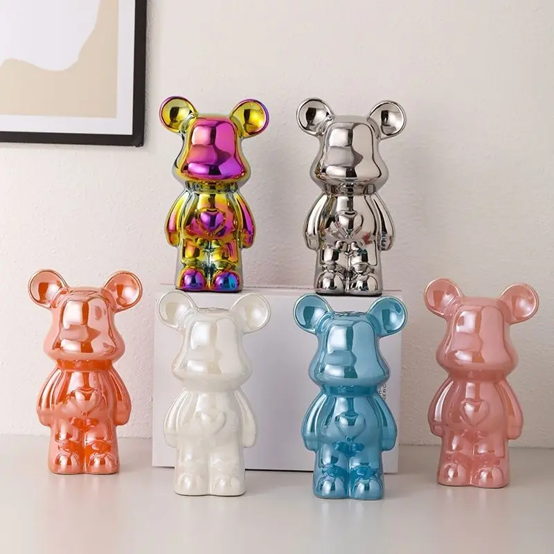 European Electroplating Ceramic Bear Doll Animal Ornaments Home Desktop Decoration Living Room Decoration Decorative Figurines