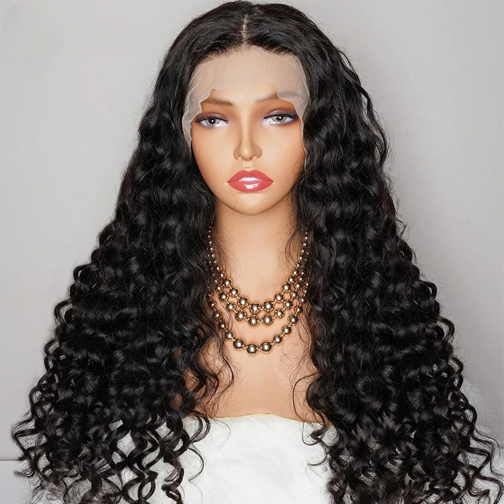 Rosabeauty Deep Wave 250 Density HD 13X6 Transparent Water Wave Lace Frontal Wigs 30 40 Inch 13X4 Front Human Hair Wigs