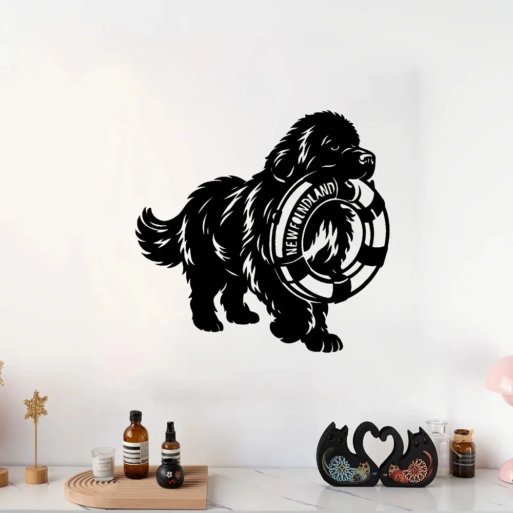 CIFBUY Vintage Newfoundland Dog Aluminum Wall Art Metal Sculpture Waterproof Mural Pet Lover Patio Garden Decor Gift