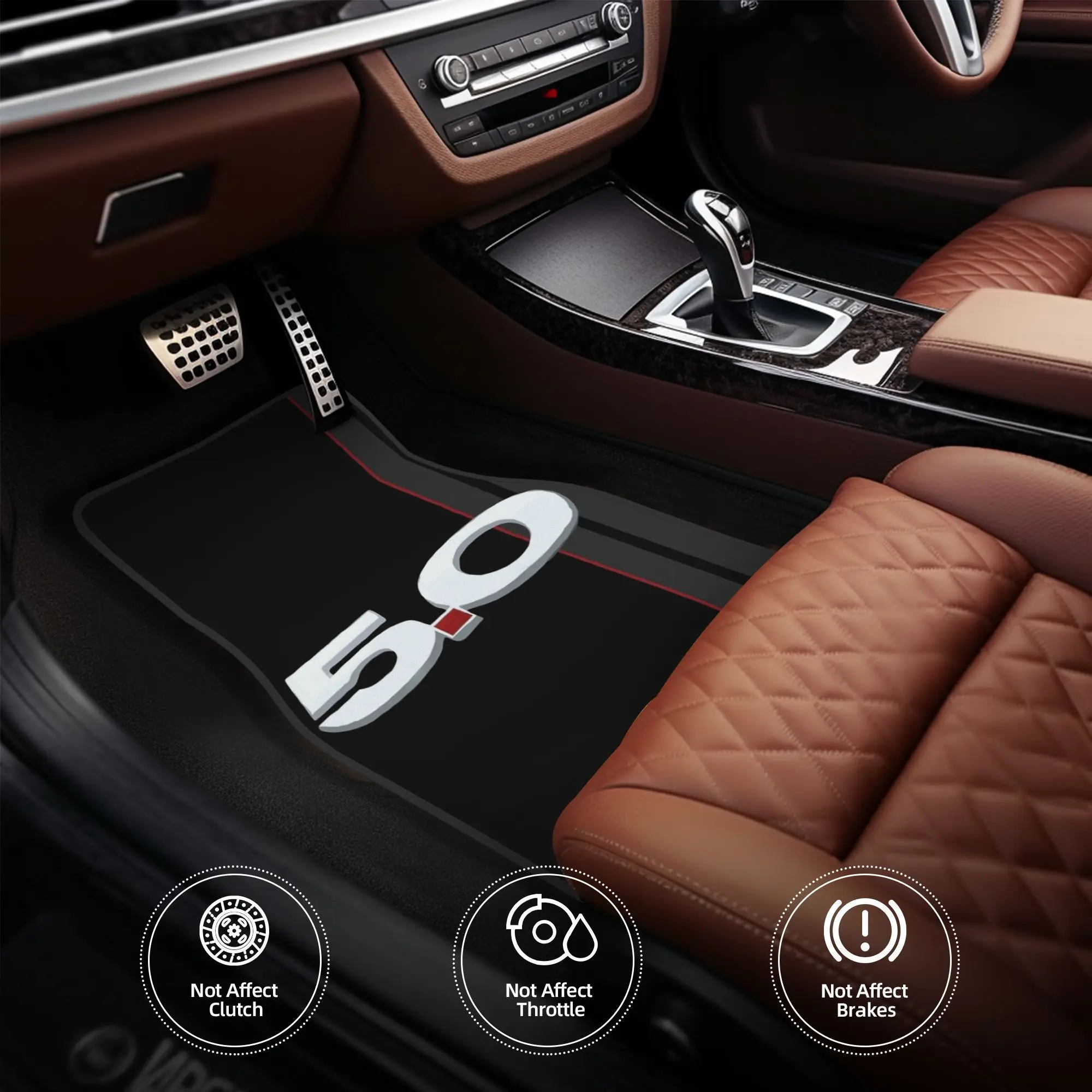 4pcs Set Mustang GT Coyote No. 5 Car Floor Mats | Polyester Interior Decoration Mats, Universal Fit, Fun Design