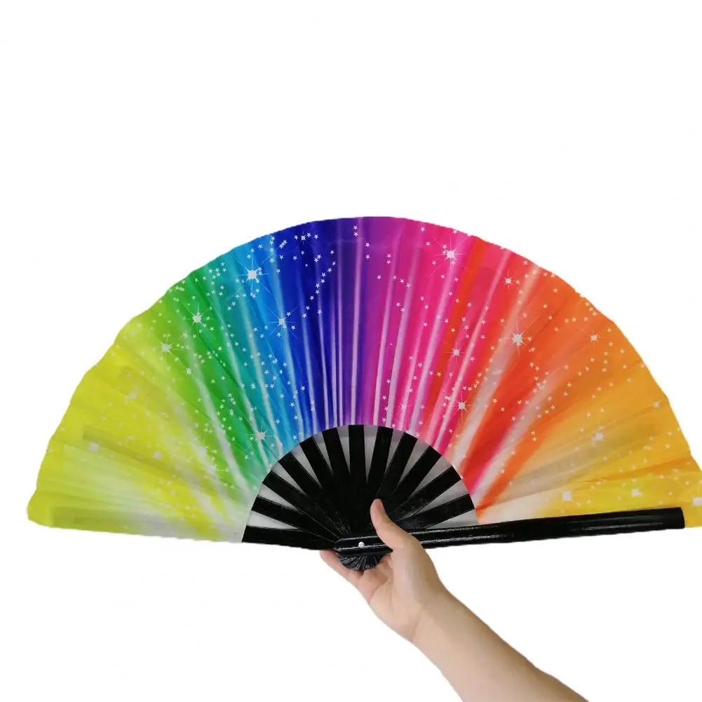 Folding Fan Sturdy Fan Bone Exquisite Pattern Bright Color Glow in The Dark Performance Dance Hand Fan Home Decoration Ornaments