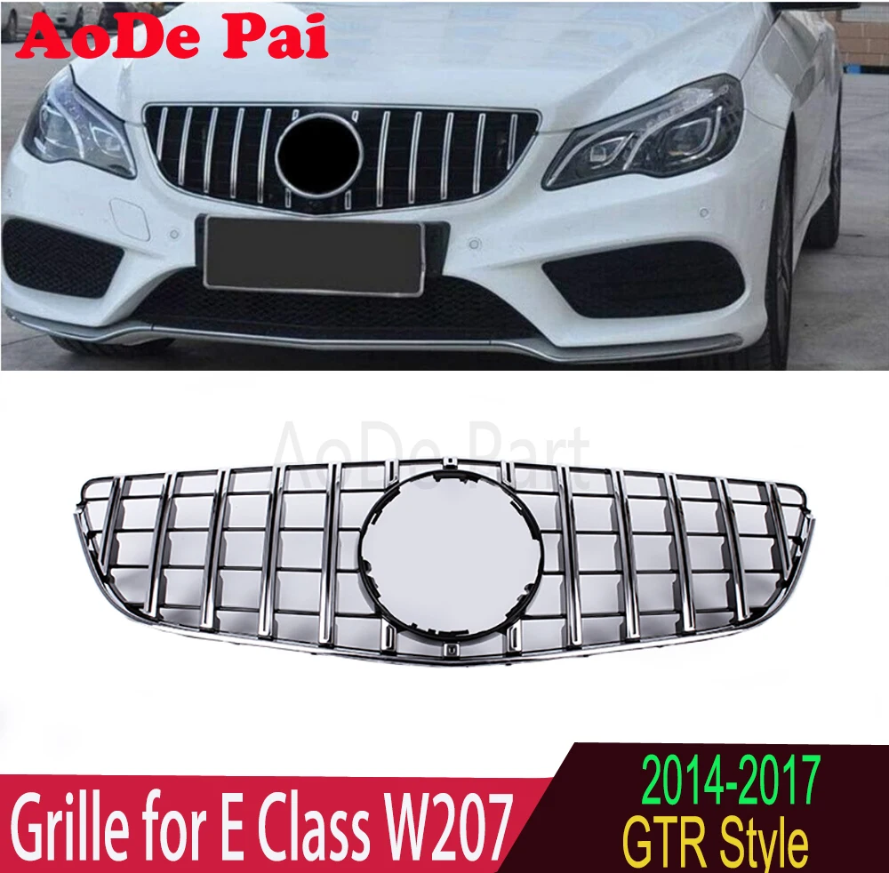 

Silver GTR GT Panamericana Style Front Bumper Mesh Grille Grid for Mercedes E Class W207 2-Door Coupe Convertible C207 2014 2015