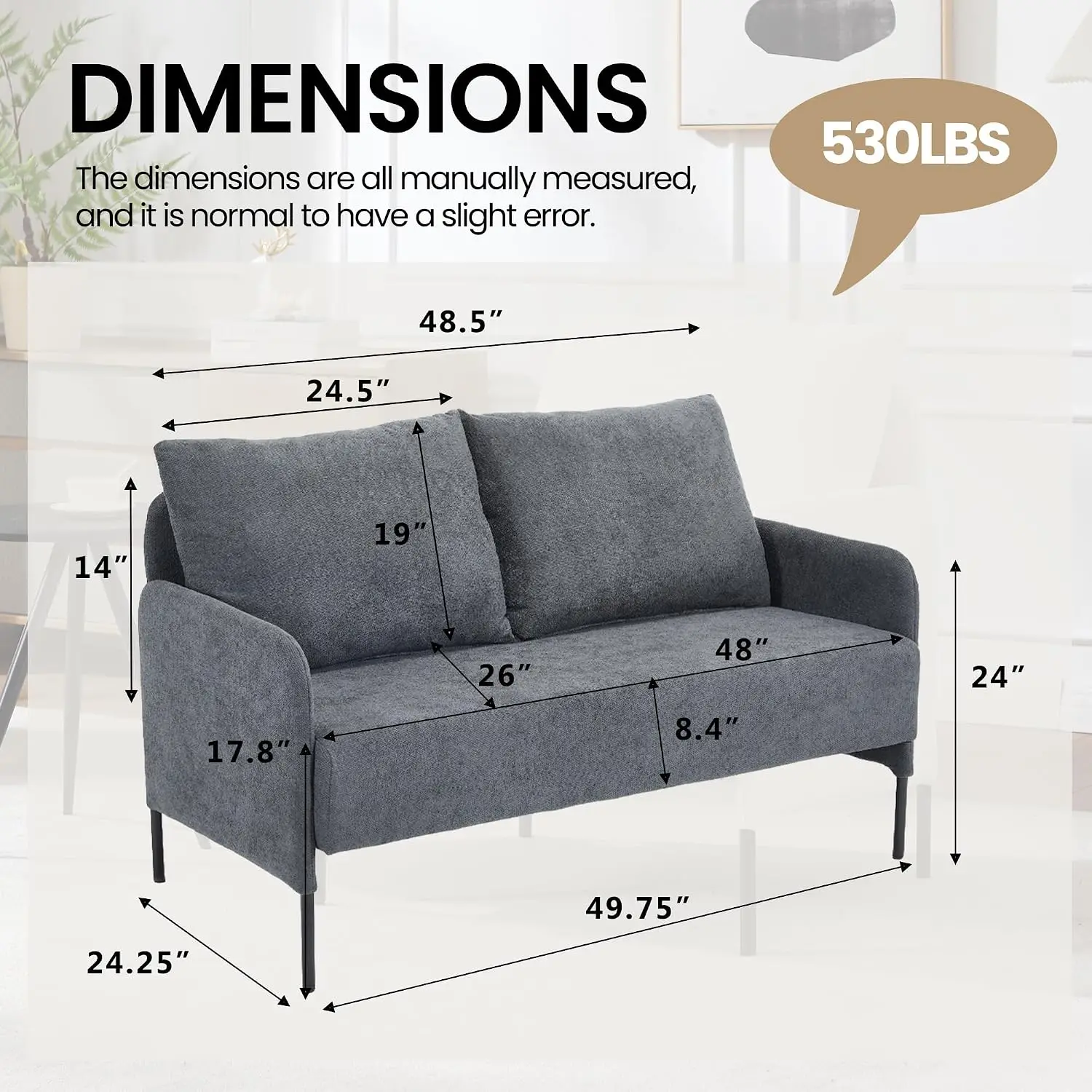 Gray Chenille Loveseat 50