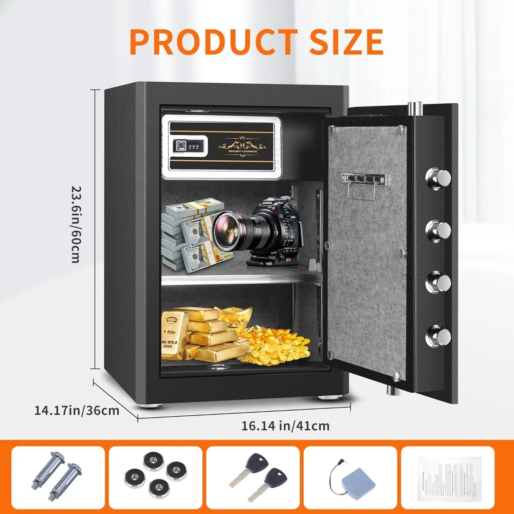 

Biometric Fingerprint Safe, Home Safes Box with full Digital Keypad,Security Safe For Home,Office and Hotel-3.02 Cubic Feet