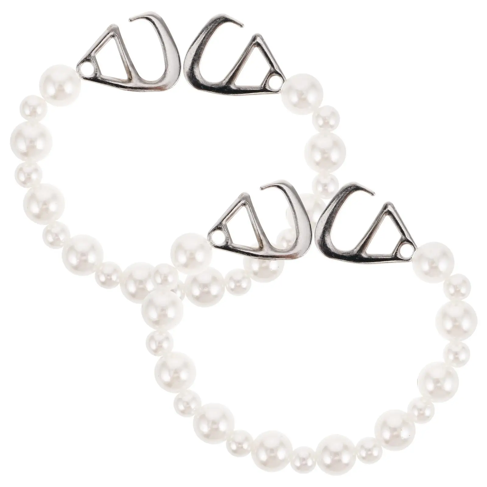 

2 Pcs Pearl Shoe Charms Decorative Accessories for Shoes Socks Elegant Zinc Alloy DIY Bling Beads Chain Women Gifts