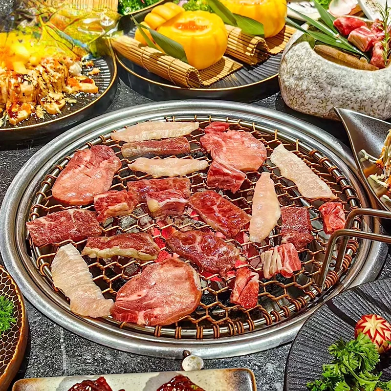 BBQ mesh, square grid stainless steel grill mesh, round grill grate, hand-woven copper mesh 295 steel wire mesh