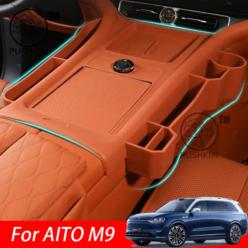 

For AITO M9 2024 2025 Wireless Charging Silicone Pad Waterproof Anti-Slip Cup Pad Central Storage Dustproof Mat Accessories