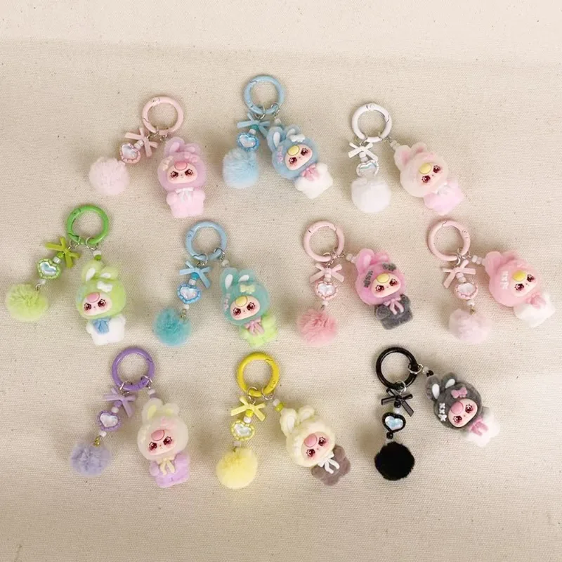 Flocking Standing Baby Three-Year-Old Pendant School Bag Cartoon DIY Doll Girl Pendant Student Keychain Gift