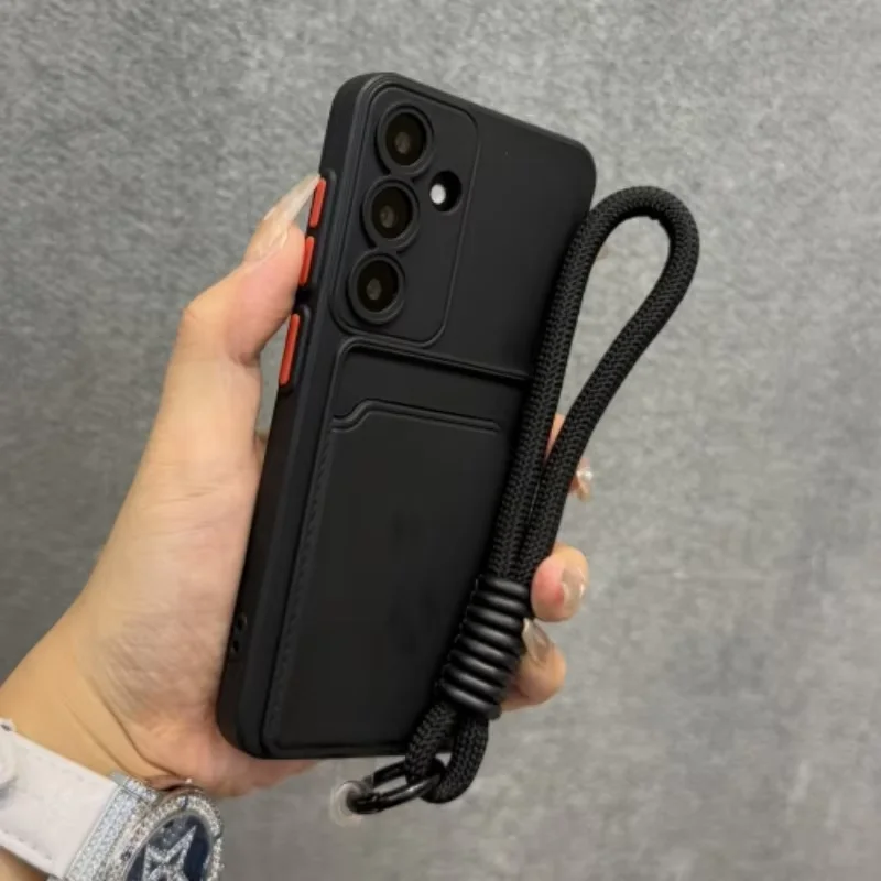 Funda para Samsung Galaxy S26 Ultra S22 S23 S24 S25 Plus FE A16 A17 A18 A26 A35 A36 A37 A55 A56 A57 con bolsillo para tarjetas y cordón