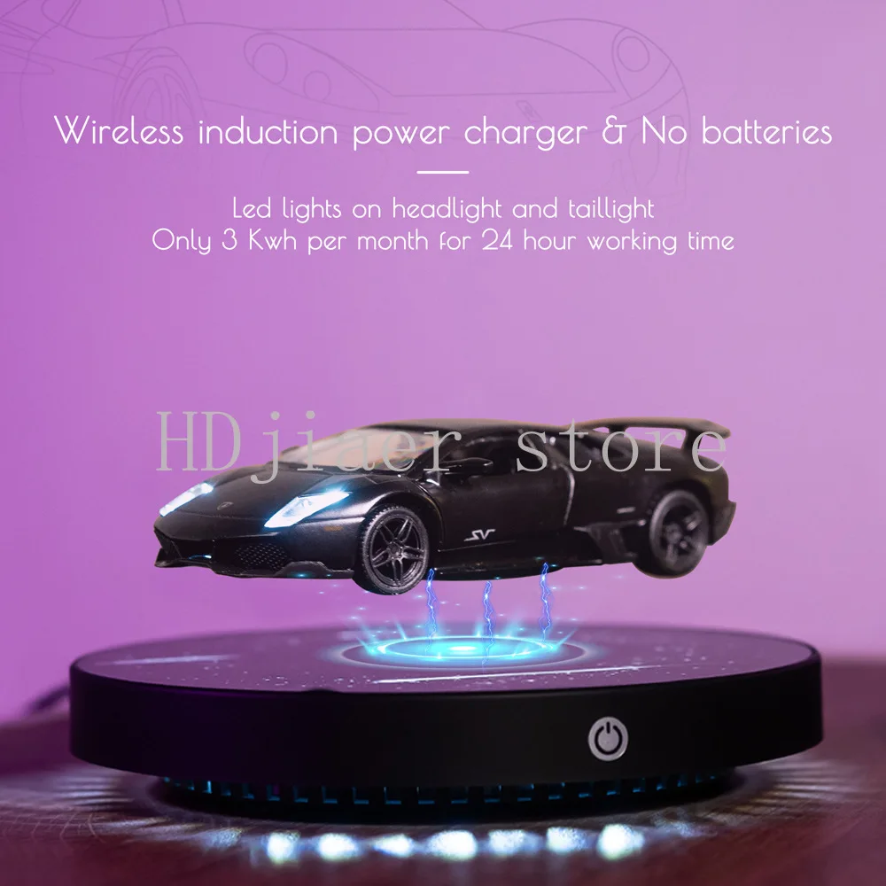 LED Light Magnetic Levitation Diecast Car 1/36 Scale, Floating Alloy Vehicle Model for Collection & Decor