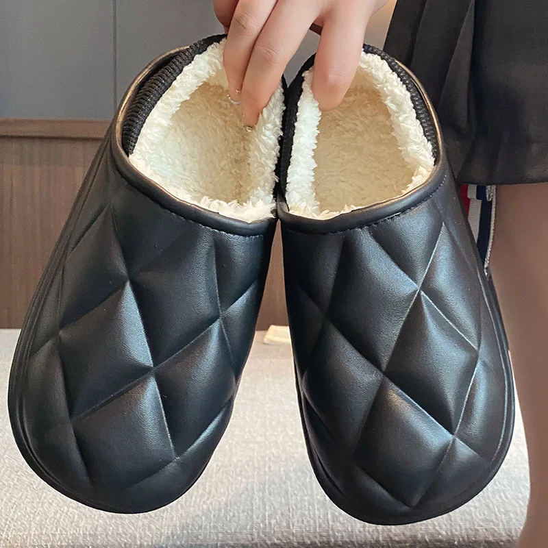 Waterproof cotton slippers for women in winter 2025 suitable for indoor home warmth couple slippers for men