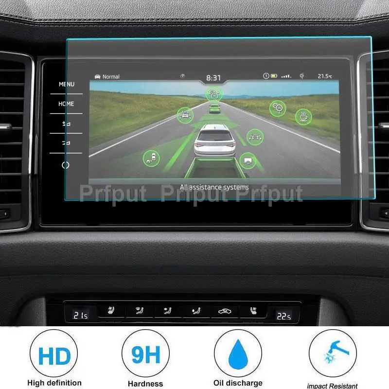 Car Navigtion Tempered Glass LCD Screen Protective Film Sticker Dashboard Guard For Skoda Kodiaq 2021 Accessories