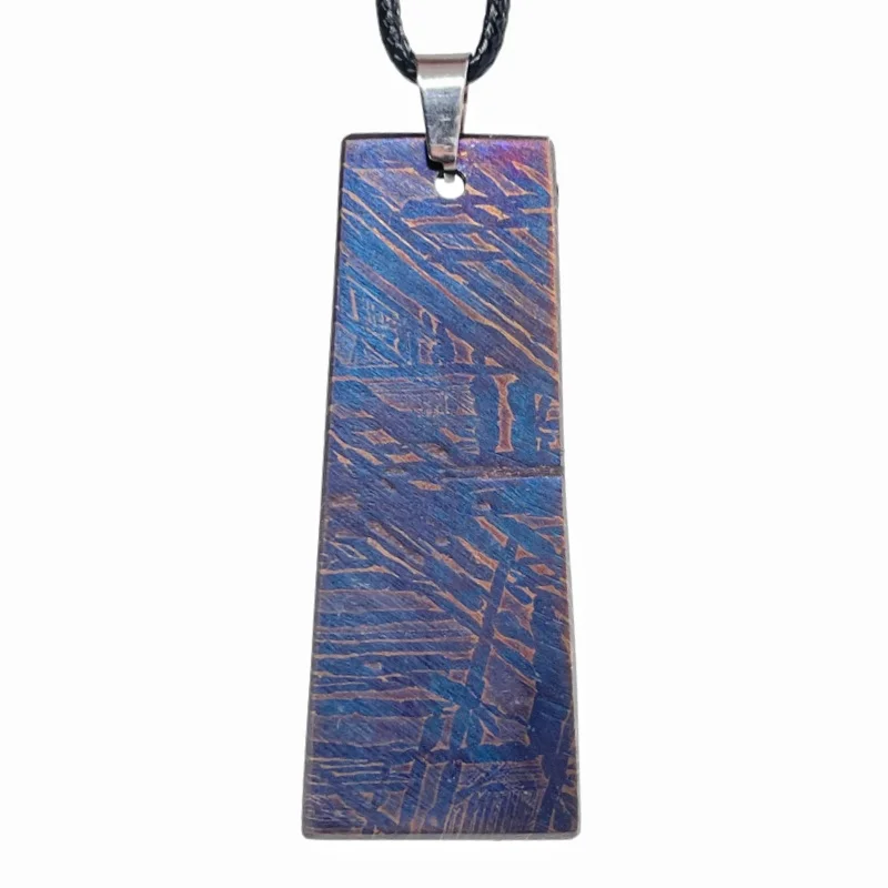 Muonionalusta Iron Meteorite Pendant Natural Meteorite Slice Necklace High Temperature Colored Jewelry Collection LK535